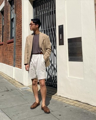 dapper beige shorts outfit