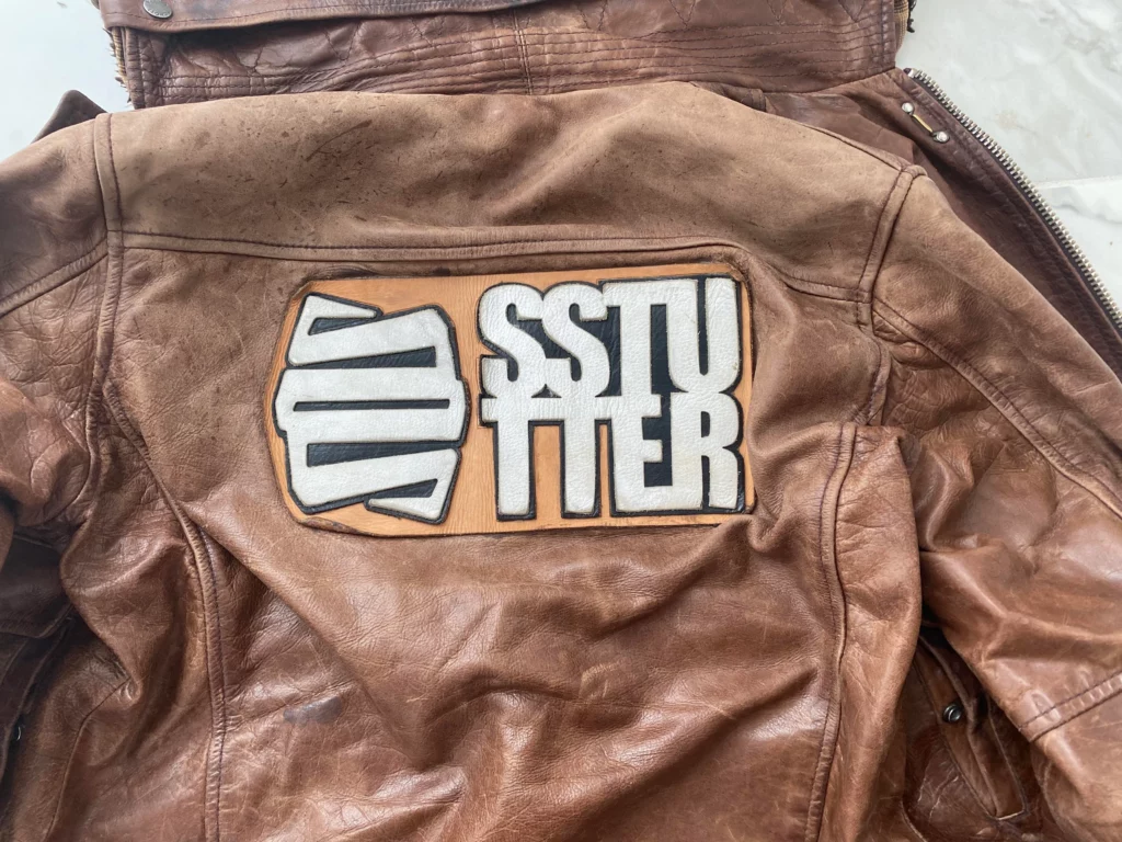 patch glued to leather jacket