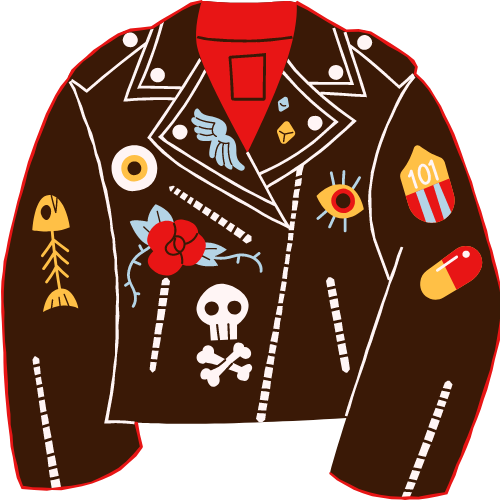 Attaching patches to leather jacket