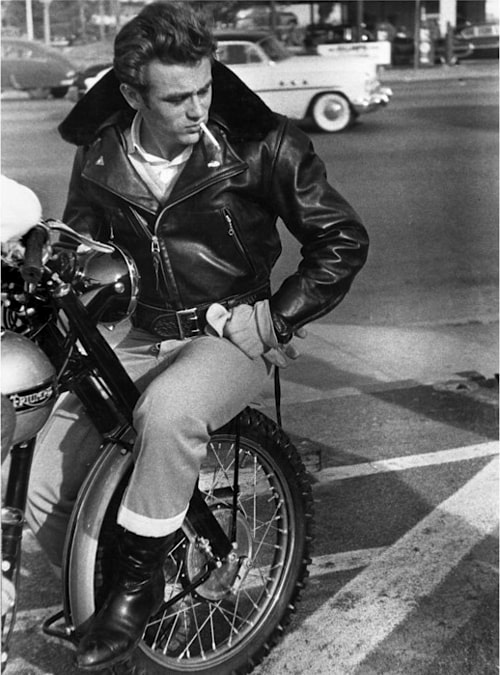 James Dean wearing a Schott jacket